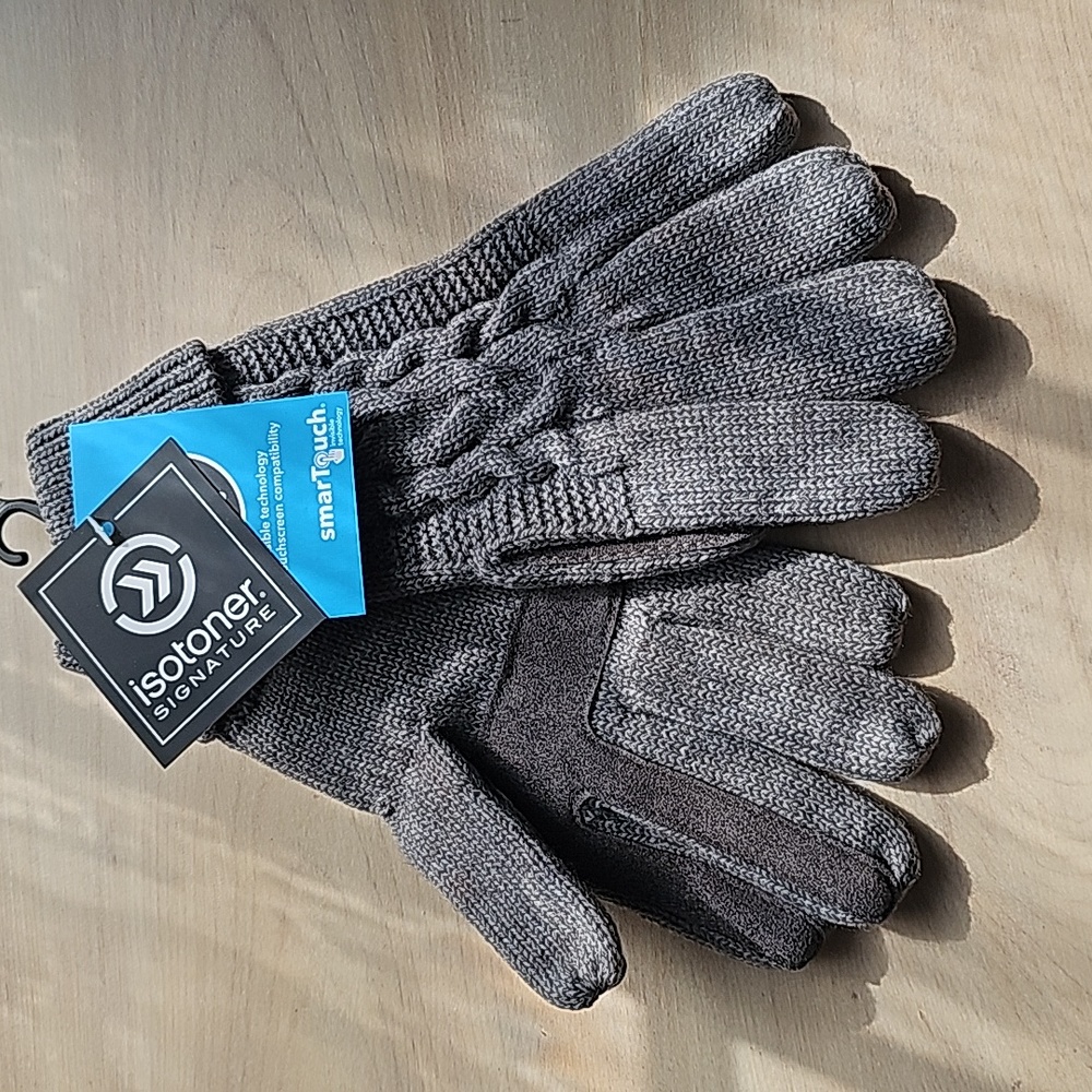ISOTONER NWT signature smart touch gloves in grey gray - Picture 2 of 6